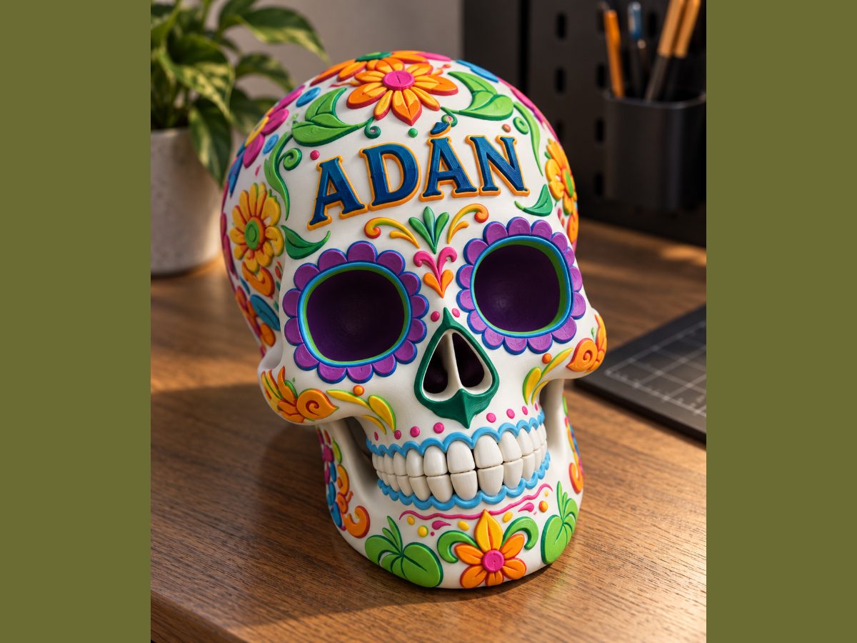 Calavera con nombre, pieza impresa en 3D por CandeMaker
