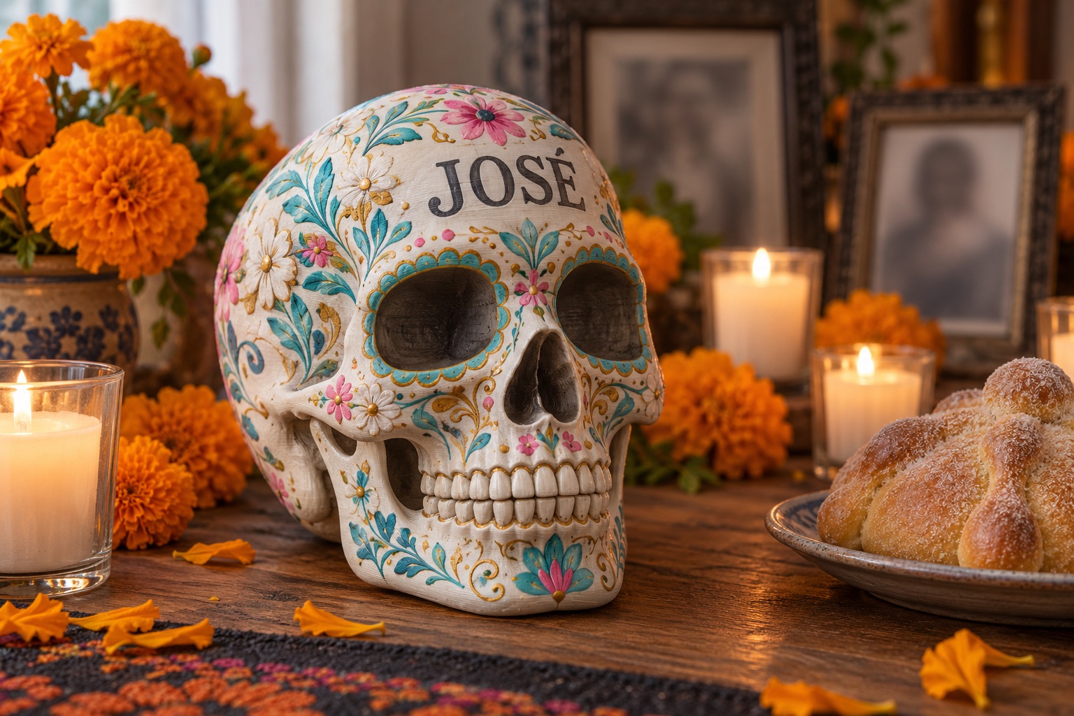Cráneo de Día de Muertos, pieza impresa en 3D por CandeMaker